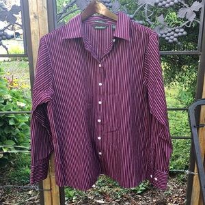 Eddie Bauer red stripe wrinkle resistant long sleeve shirt size XL